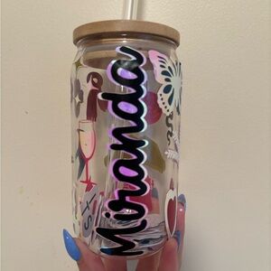 *CUSTOM* TUMBLER WITH LID AND STRAW